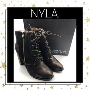 N.Y.L.A. Olygmala Bronze Ankle Boots Booties 8.5